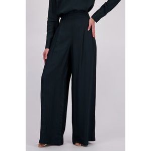 Wijde donkergroene broek met gestreept motief