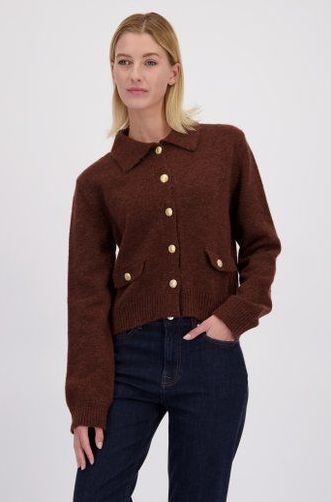 Bruine cardigan met gouden knopen