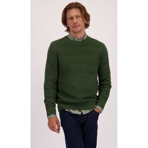 Donkergroene trui met ingebreide strepen