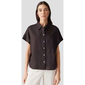 Donkerbruine linnen blouse