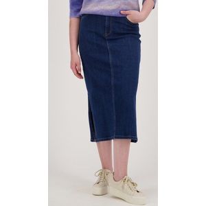Donkerblauwe, halflange jeansrok