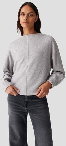 Grijze gebreide trui met ballonmouwen