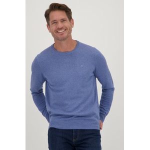 Blauwe katoenen trui met ronde hals
