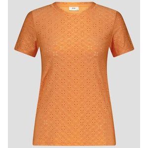 Oranje T-shirt met broderie Anglaise