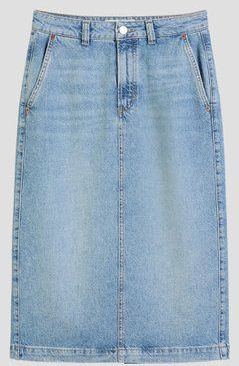 Blauwe midi jeansrok