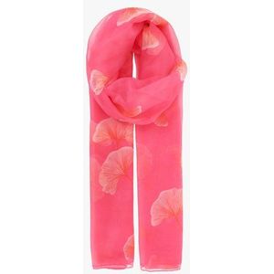 Roze sjaaltje met fijne bladerprint