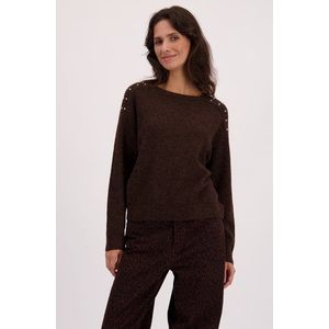 Donkerbruine gebreide trui met studs