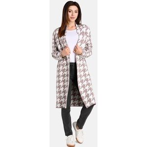 Lange beige-witte cardigan