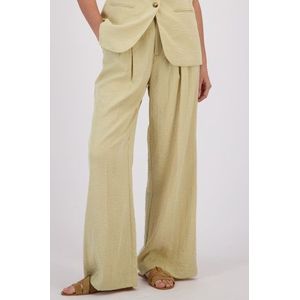 Wijde beige broek met bandplooien