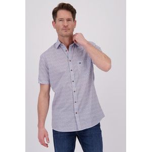 Wit hemd met blauw-rode print - Regular fit