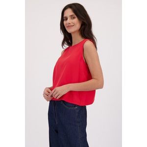 Rood topje met overslag op de rug