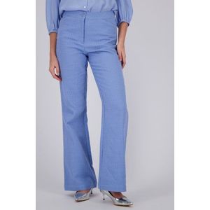 Lichtblauwe wijde broek in bouclé