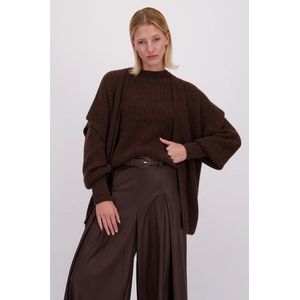 Donkerbruine gebreide cardigan met wol en mohair