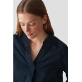 Opus - Blouse - Blauw - V-hals - Lange Oprolbare Mouwen