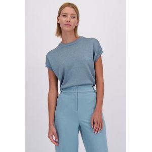 Grijsblauwe trui zonder mouwen