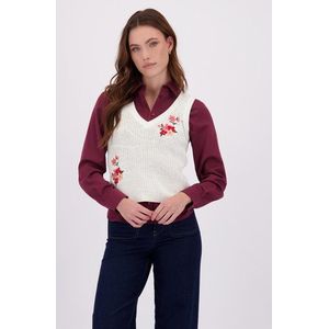 Ecru trui met bloemenbroderie