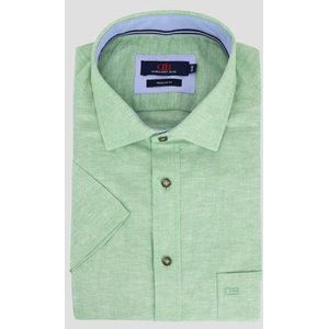 Groen gemêleerd hemd met korte mouw - Regular fit