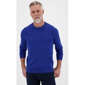 Blauwe katoenen trui met ronde hals