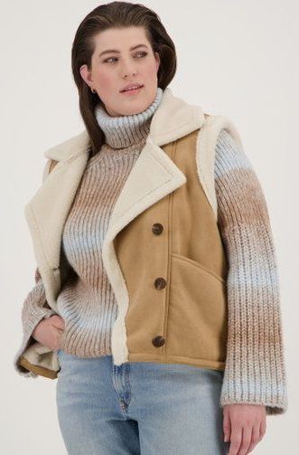 Bruine bodywarmer met faux fur