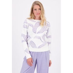 Witte trui met paars motief