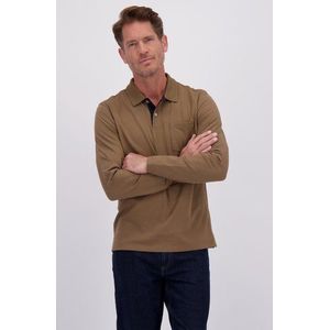 Taupe polo met lange mouwen