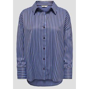 Bruin-blauw gestreepte blouse