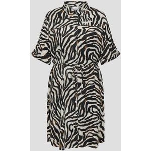 Beige kleedje met zwart-bruine print