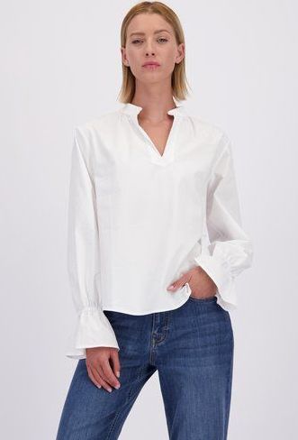 MORE & MORE - Blouseshirt - Wit - Lange Mouw - Losse Pasvorm