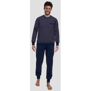 Blauwe pyjamaset met roodbruine print