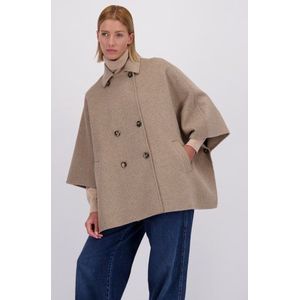 Taupe mantel met capelook