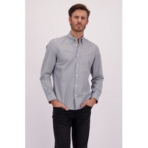 Blauw hemd met fijne print - Regular fit