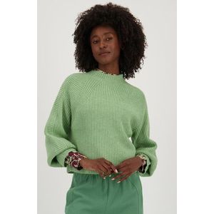 Lichtgroene gebreide trui met losse mouwen