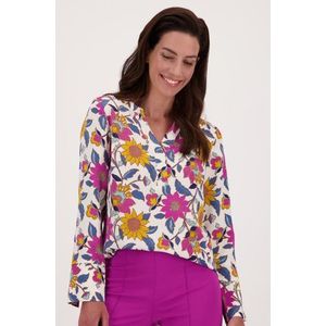 Ecru blouse met bloemenprint