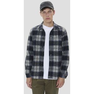 Blauw hemd met geruit patroon - Regular fit