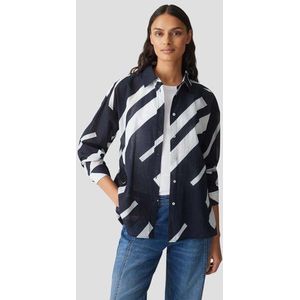 Opus - Blouse - Donkerblauw - Wit Gestreept - BCI Katoen