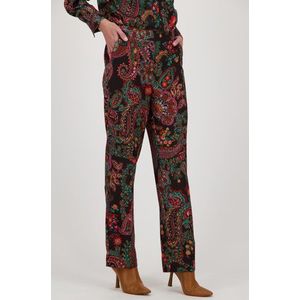 Wijde zwarte broek met paisley-print