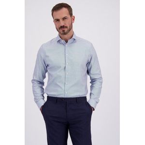 Blauw hemd met fijne ruitjes - Regular fit