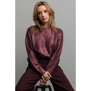 Bordeaux gebreide trui met glanzende coating