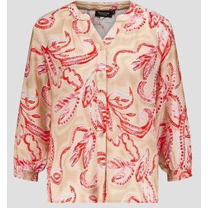 Beige blouse met rode print