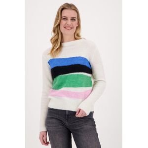 Ecru trui met kleurrijke print - met wol en alpaca