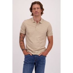 Beige polo met jacquard strepen