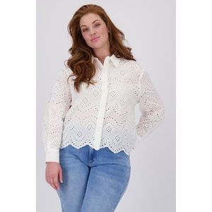 Ecru blouse met ajour gebreid motief