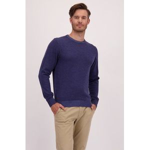 Blauwe gemêleerde trui met wol