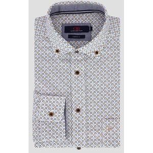 Wit hemd met miniprint - comfort fit