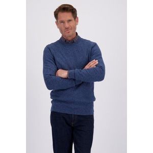 Blauwe katoenen trui met ronde hals