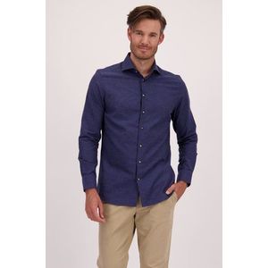 Donkerblauw gemêleerd hemd - Regular fit