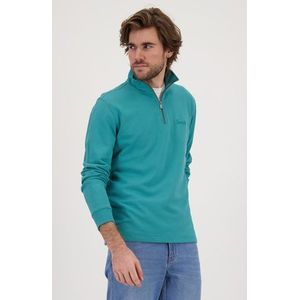 Turquoise sweater met korte rits