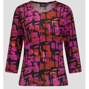 Zacht T-shirt met oranje-roze print