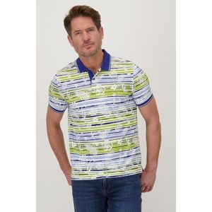 Witte polo met blauw-groene print