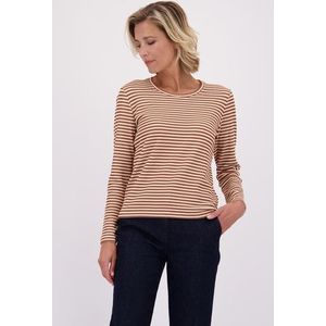 Bruin-beige gestreept T-shirt